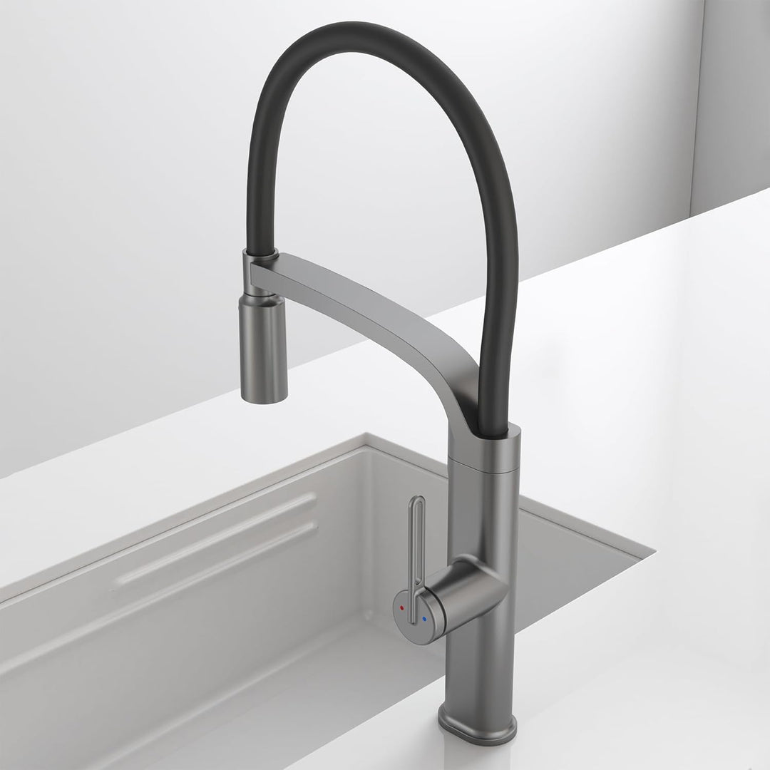 Wasserhahn Küche mit LED Temperaturanzeige, Herunterziehen Brause Drehung Küchenarmatur Spülarmature