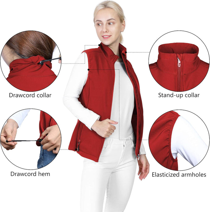 Outdoor Ventures Softshell Weste Damen Ärmellose Jacke Laufweste Leicht Winddicht Warm Fleeceweste S