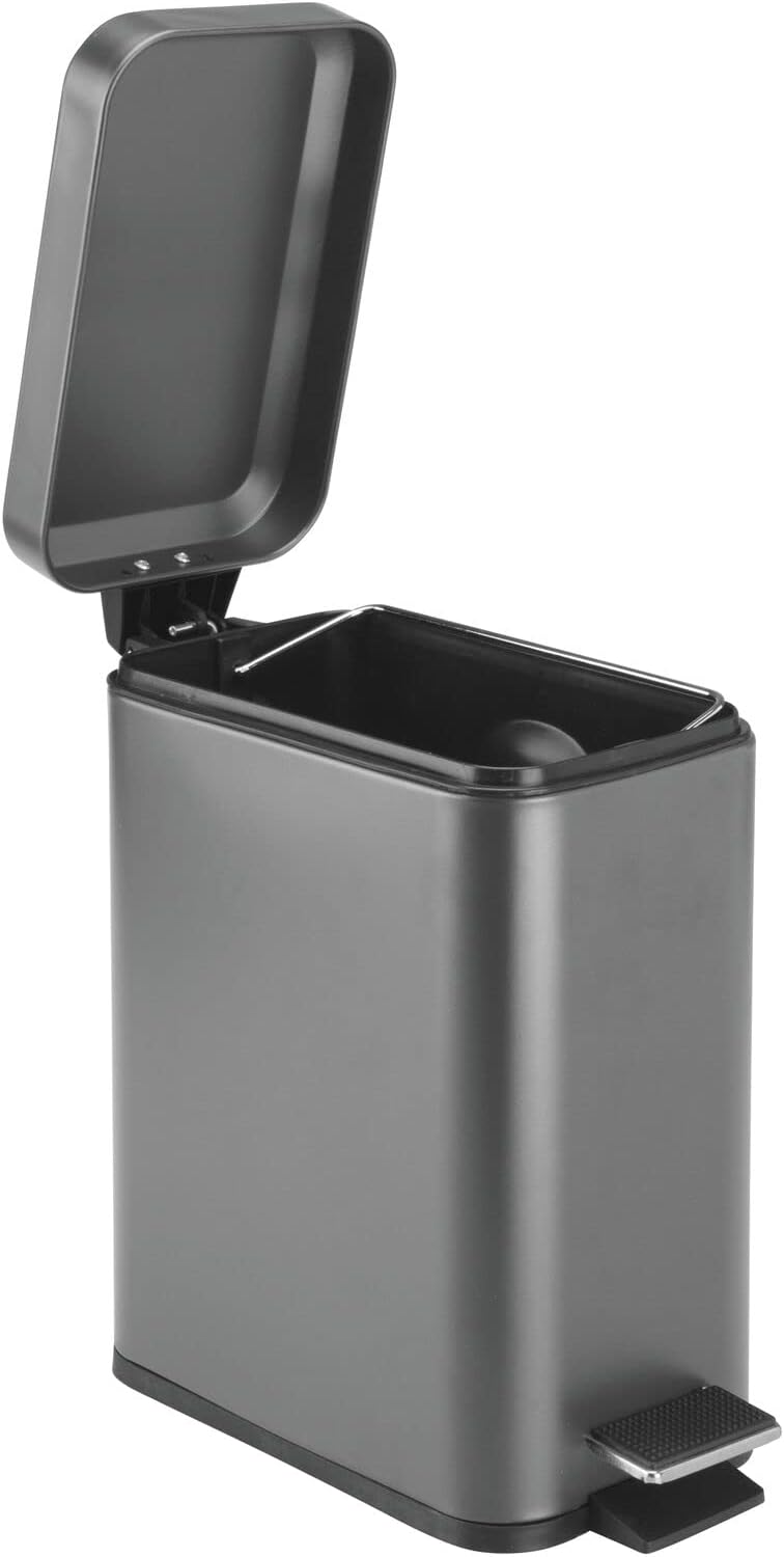 mDesign Kleiner moderner Mülleimer mit Metalldeckel, rechteckig, 3,5 l, kompakter Mülleimer mit hera