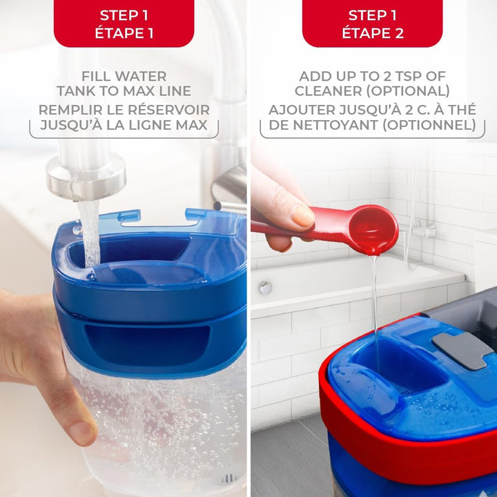 Vileda H2prO Flaches Wischmopp- und Eimer-Set, 100% sauberes und schmutziges Wasser, Wandmopp, Boden