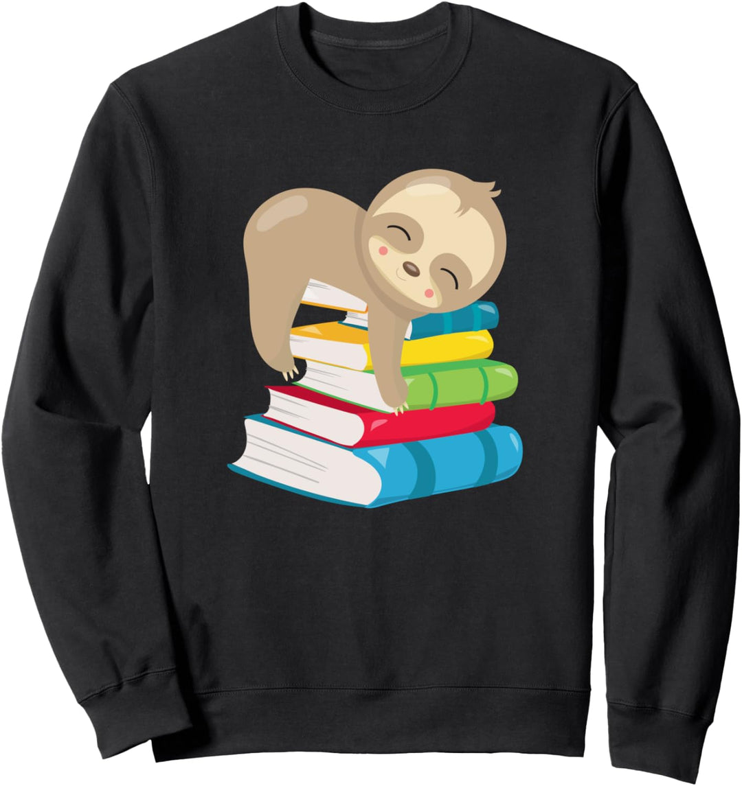 Auf Büchern schlafende Faultierbabys niedlicher Bücherwurm Sweatshirt