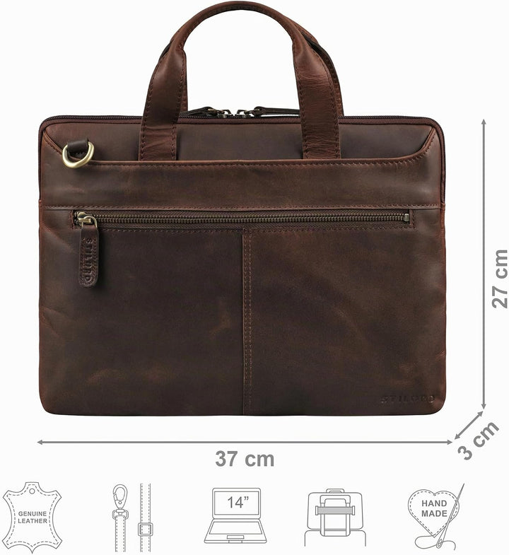 STILORD Ross Vintage Laptoptasche 13,3 Zoll - 14 Zoll Leder Laptophülle Herren Schmal Dokumententasc
