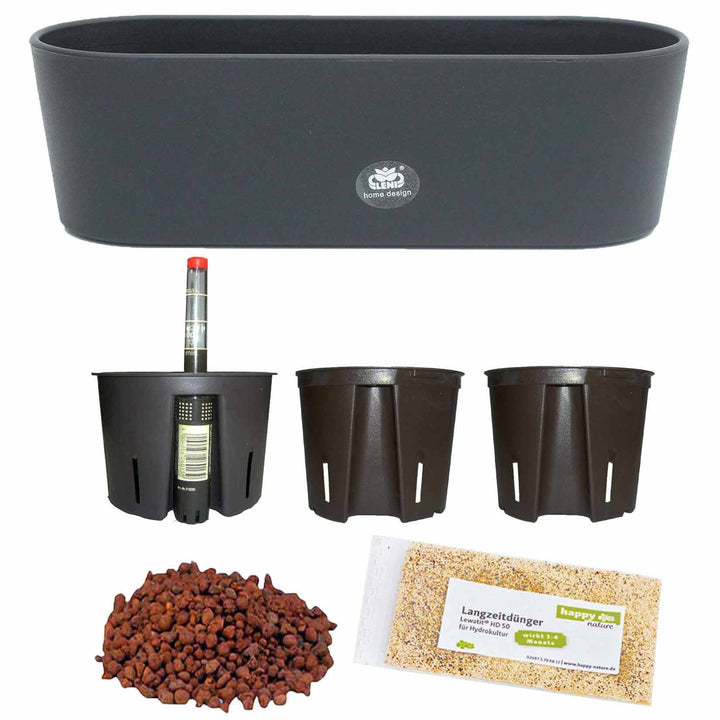 Set7 7 teilig Kunststoff Flori Pflanzschale schwarz für Hydrokultur L 51.0 cm B 18.5 cm H 15.0 cm, L