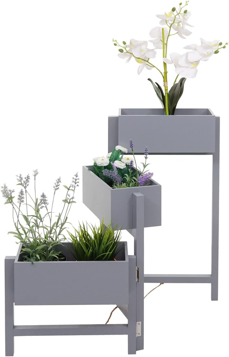 Mendler Pflanzregal T275, Standregal Blumenständer Pflanzkasten, 65x108x15cm, Holz Shabby-Look Vinta