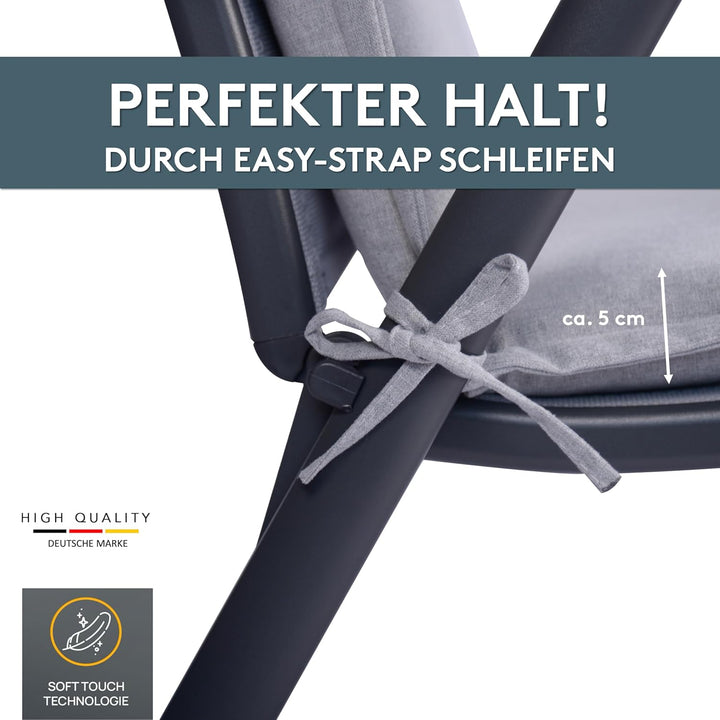 LILENO HOME Gartenstuhl Auflagen als [2er Set - Hochlehner] in Silber - Bequeme Liegen als Sitzaufla