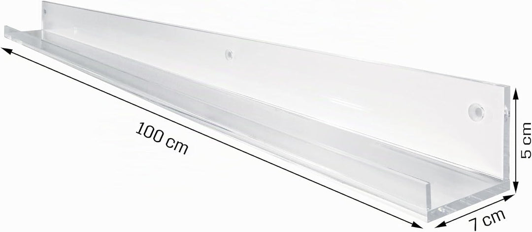 SIGEL GA110 Schmales Galerieboard / Regalboard / Ablageboard 100 cm, Acryl glasklar, 100 cm