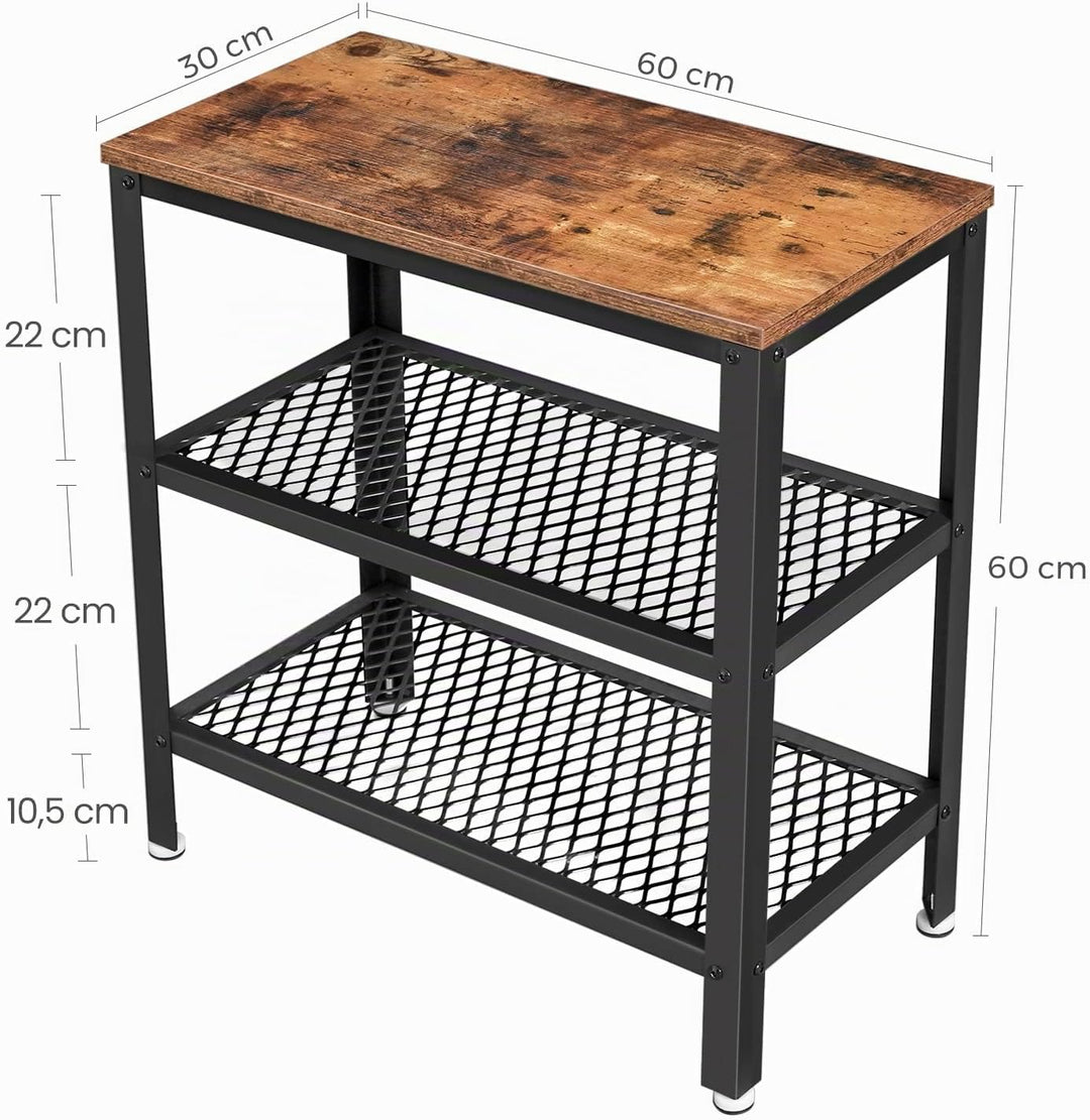 VASAGLE Beistelltisch, Dekotisch mit 2 Gitterablagen, Couchtisch, Flur, Wohnzimmer, Schlafzimmer, Bü