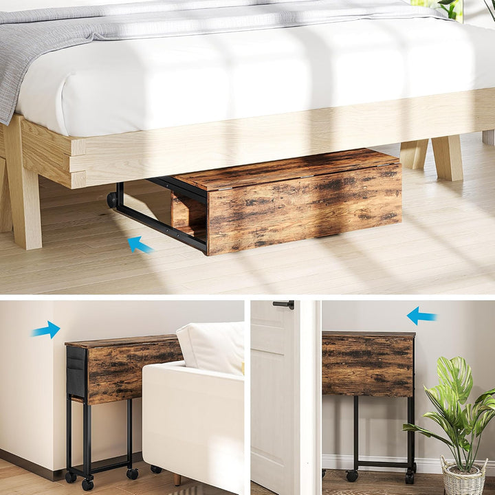 HOMCOM Klapptisch mit Ablagefach und Tasche, 80cm Faltbarer Computertisch für kleine Räume, platzspa