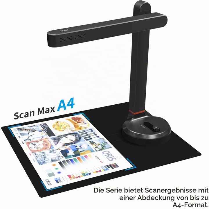 NETUM Dokumentenkamera & Scanner, Buchscanner Capture Grösse A4, 8MP USB Dokumentenkamera mit Autofo
