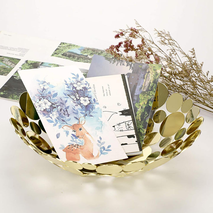 SumnaCon Tischschale aus Metall für Obst - Küche & Esstisch Display Basketball - Gold