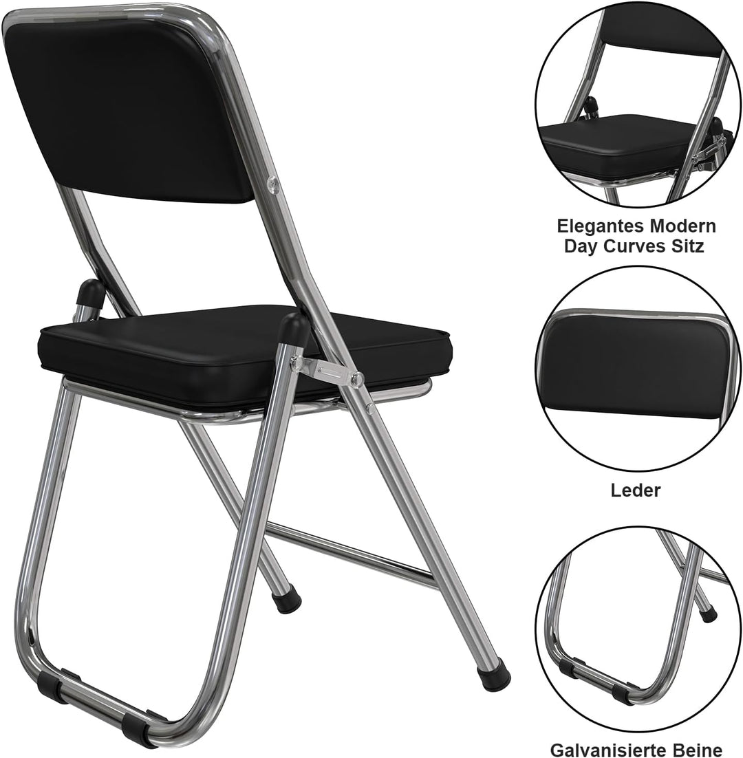 Lvhecforhm 2er Set Klappstuhl mit Rückenlehne, Esszimmerstühle, Küchenstuhl mit Stahlrahmen, Esszimm