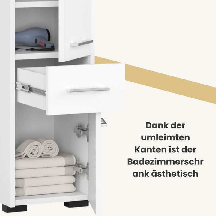 AKORD Badezimmerschrank schränke | Badezimmer kommode | FIN 85 2D1SZ, 2 Türen und 1 Schublade, B30 x