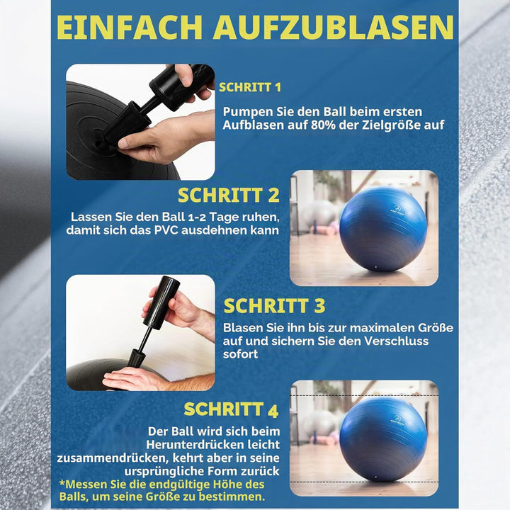ProBody Pilates Ball, Gymnastikball, Yogaball, Stabilitätsballstuhl, mehrere Grössen, Geburtsball in