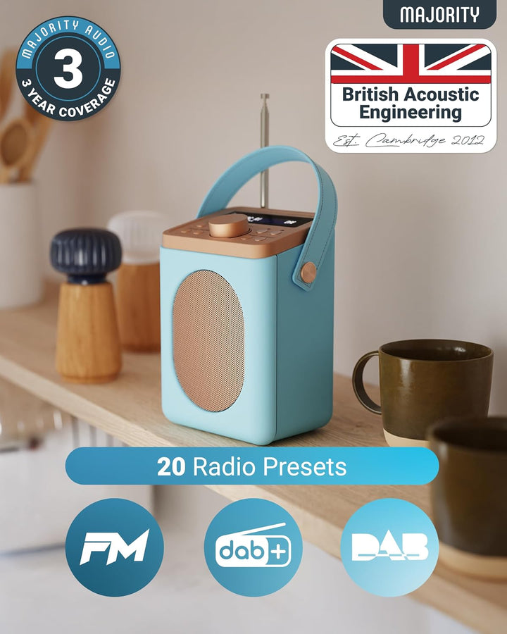 MAJORITY Little Shelford DAB Plus Radio | Küchenradio UKW mit Bluetooth | Radio Batteriebetrieben mi