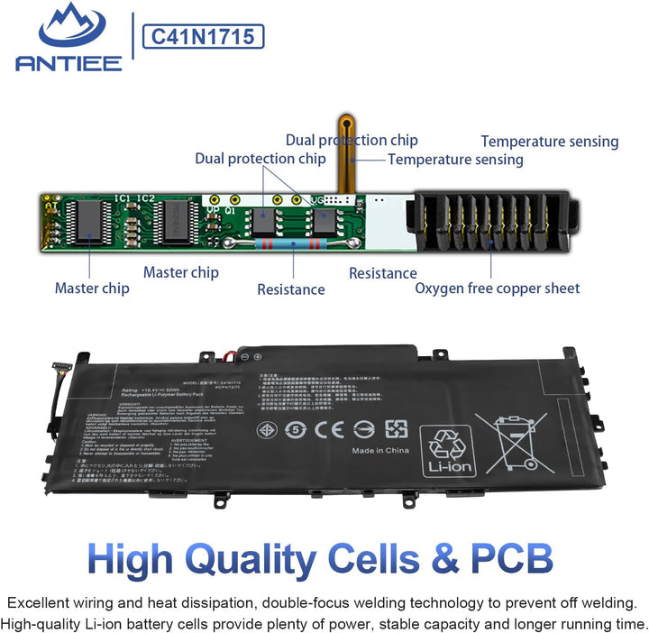 ANTIEE 50Wh C41N1715 Laptop Akku für Asus Zenbook 13 UX331UA UX331UA-1A UX331UA-1E UX331UN UX331FN U