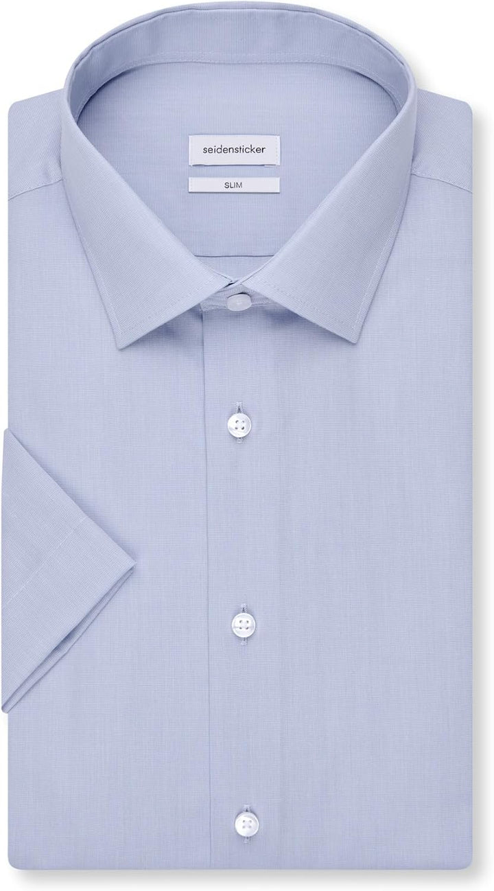 Seidensticker Herren Men Slim Shortsleeve Cotton Businesshemd (1er Pack) 38 Hellblau(666261), 38 Hel