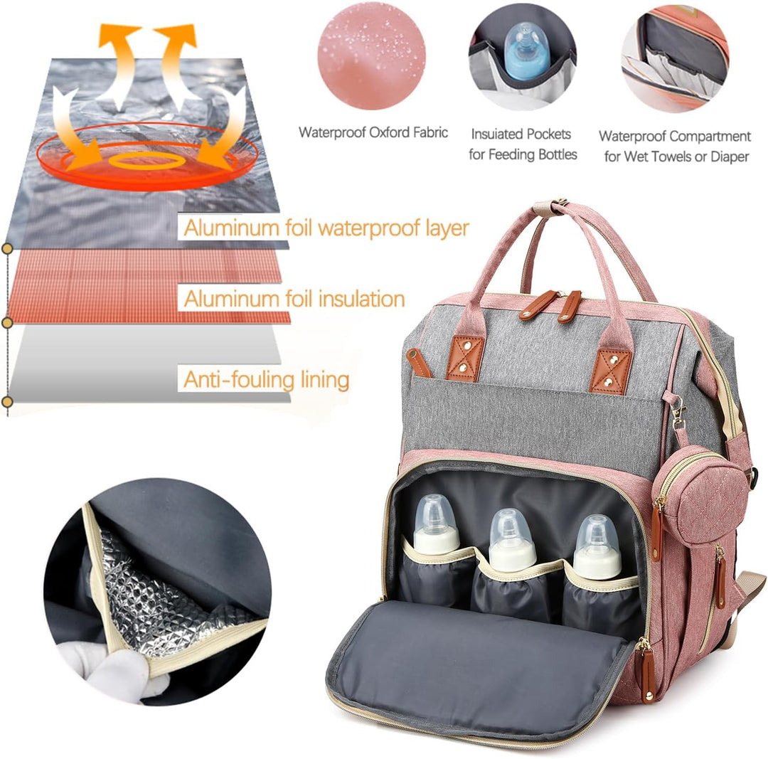 Wickeltasche Rucksack Baby Wickelrucksäcke mit Grosser Kapazität Tragbare Reisewindeltasche mit falt