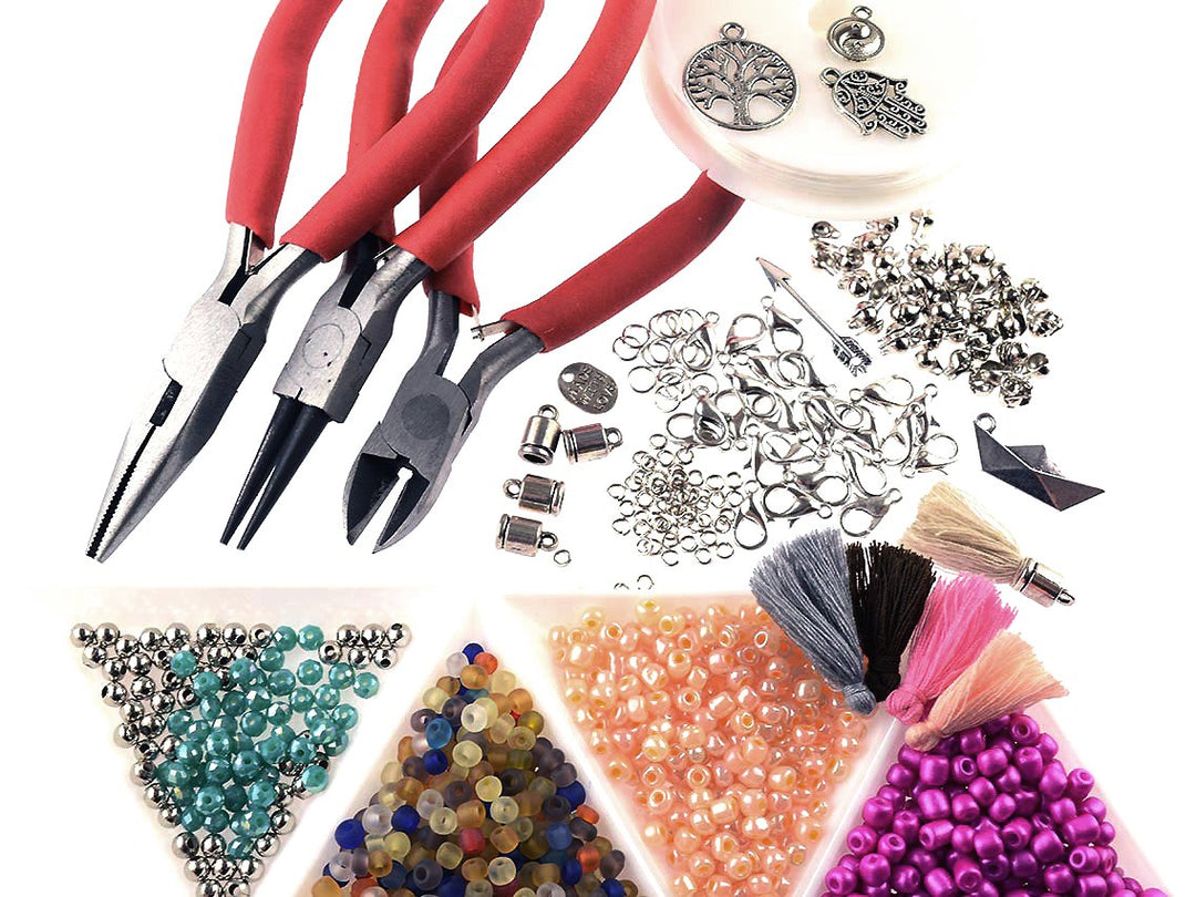 Perlen Armband Set zum DIY Schmuck Machen von Vintageparts, über 1000 Teile mit Zangen