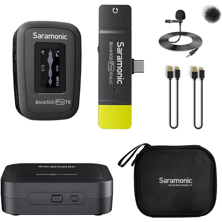 Saramonic Blink500 Pro B5 Mini Dual-Channel Stereo Funkmikrofon mit Ladetasche, 3,5 mm Kopfhörerausg