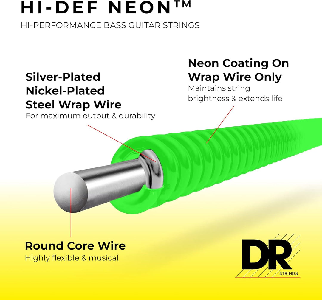 DR Strings NGB-40 Gitarrensaiten für Bassgitarre, HI-DEF Neon