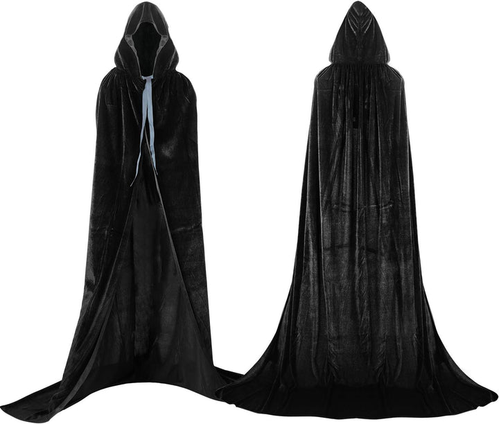 Labellevie Umhang mit Kapuze Lange SAMT Cape Vampir Kostüm Halloween Erwachsener Unisex- Gr. Medium,