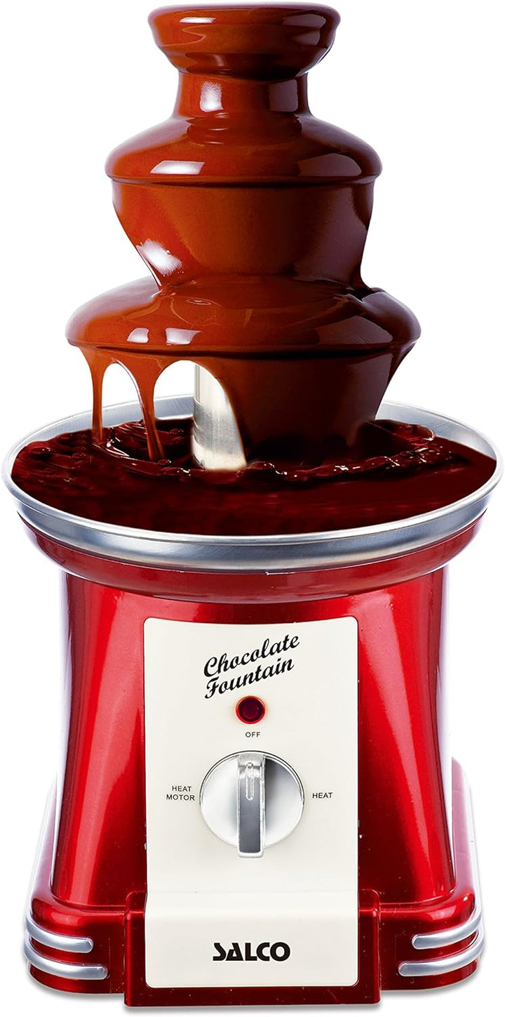 Salco Retro Schokoladenbrunnen - Schokobrunnen - Schokoladen Fondue aus Edelstahl im 50er Jahrestil