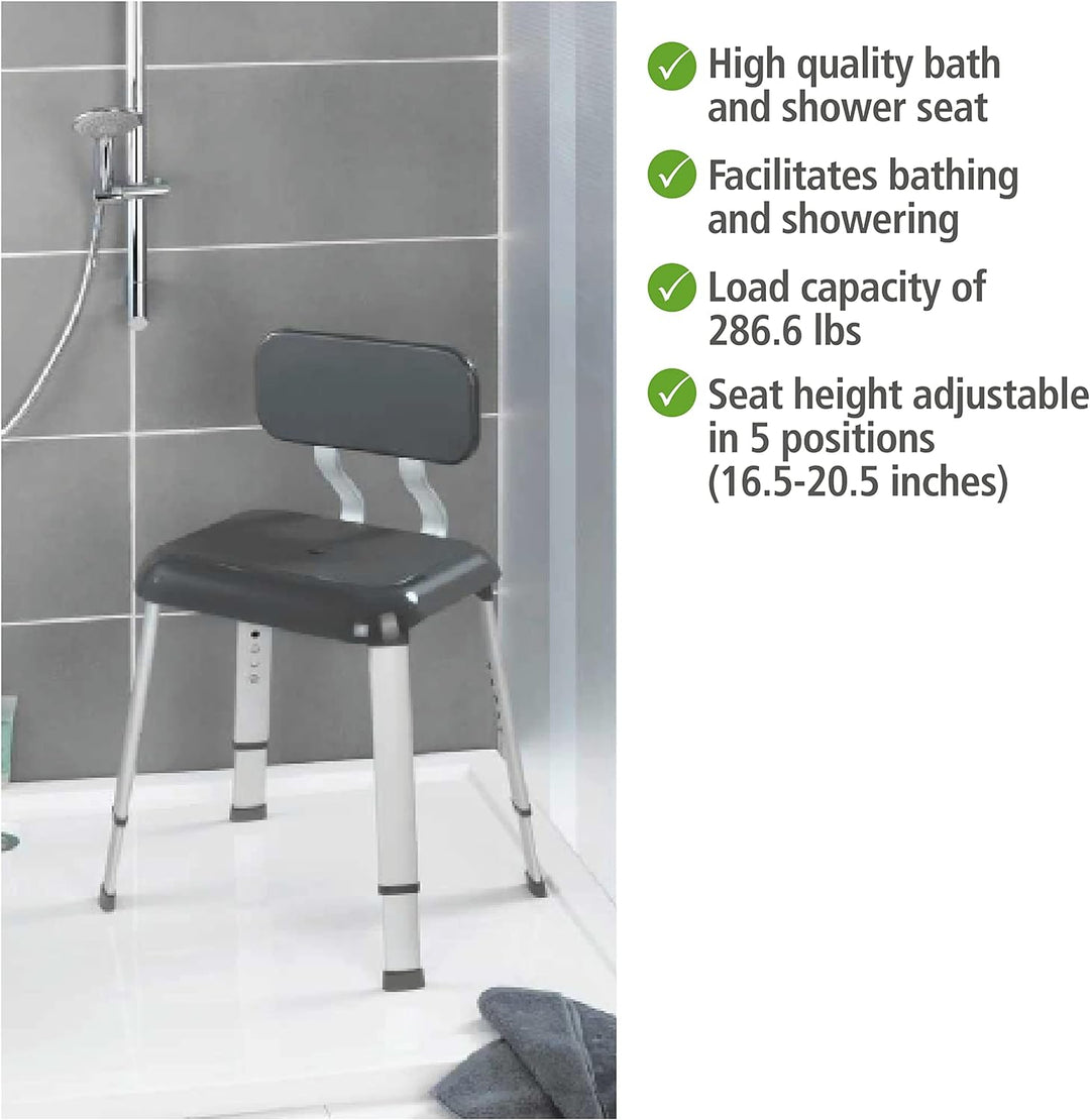 Allstar Badhocker mit Rückenlehne Secura Premium, Duschhocker, bis 130 kg Tragkraft
