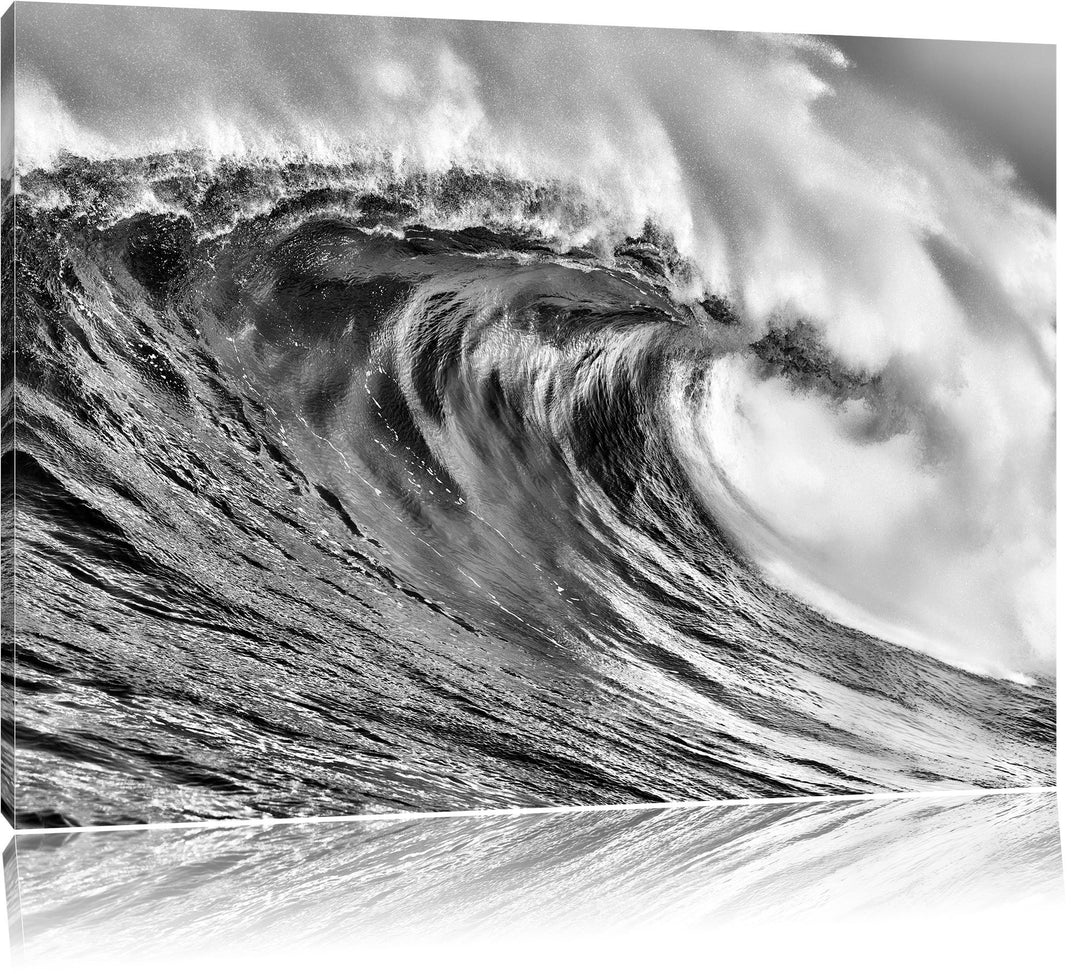 Pixxprint Monocrome, Atemberaubende Welle, Format: 100x70 auf Leinwand, 100x70