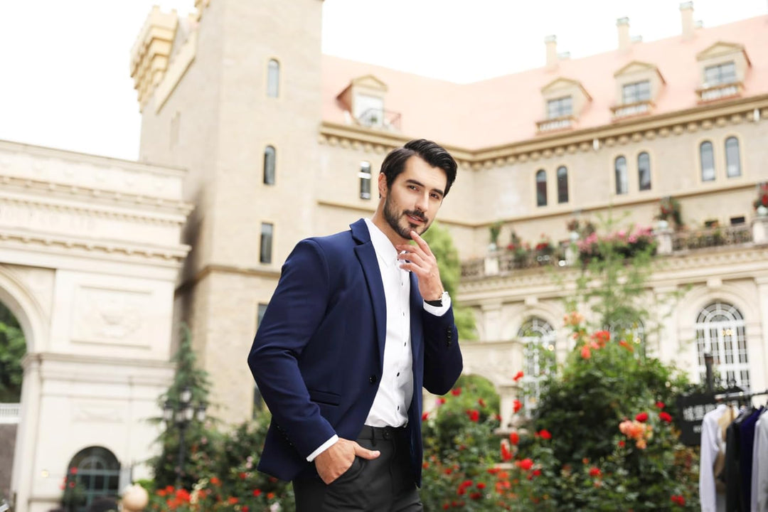 Herren Anzug Stretch 2 Teilig Herrenanzug Slim Fit Business Hochzeitsanzug 1 Knopf für Männer, Dunke