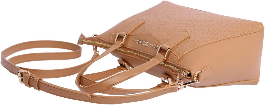 DON ALGODON Damen Lola Henkeltasche Schwarz Beige, Beige