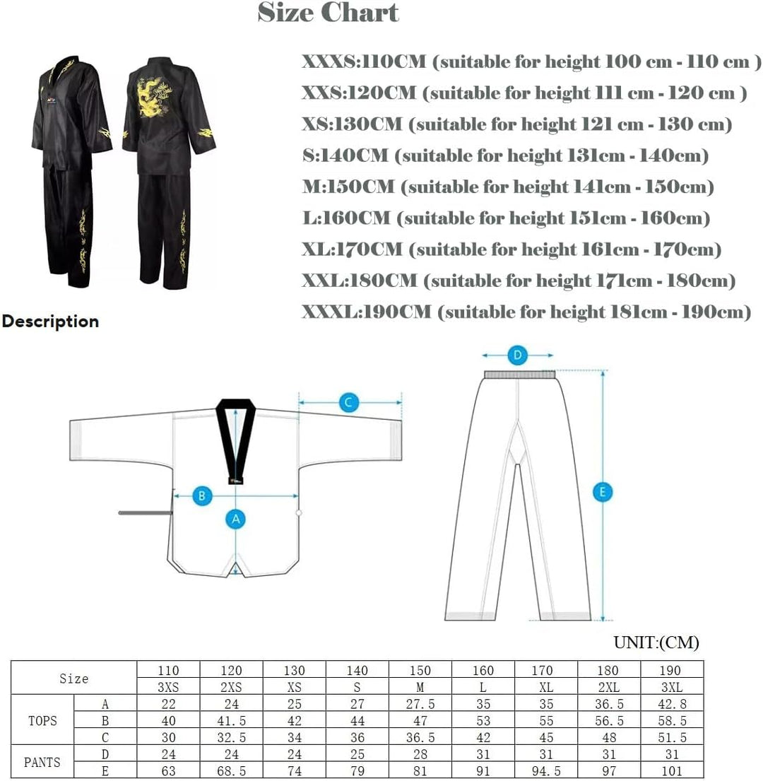 Taekwondo Gi Set DobokTaekwondo Standard Uniform TKD Anzug mit Gürtel Blau-Weiss 130, Blau-Wei&amp;