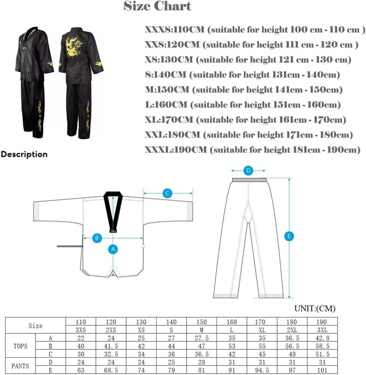 Taekwondo Gi Set DobokTaekwondo Standard Uniform TKD Anzug mit Gürtel Blau-Weiss 130, Blau-Wei&amp;