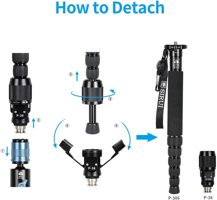 SIRUI P-36 Einbeinstativ Adapter, Kompatibel mit SIRUI P-36 Kit, AM-306M, AM-326M, P-306, P-326 Einb