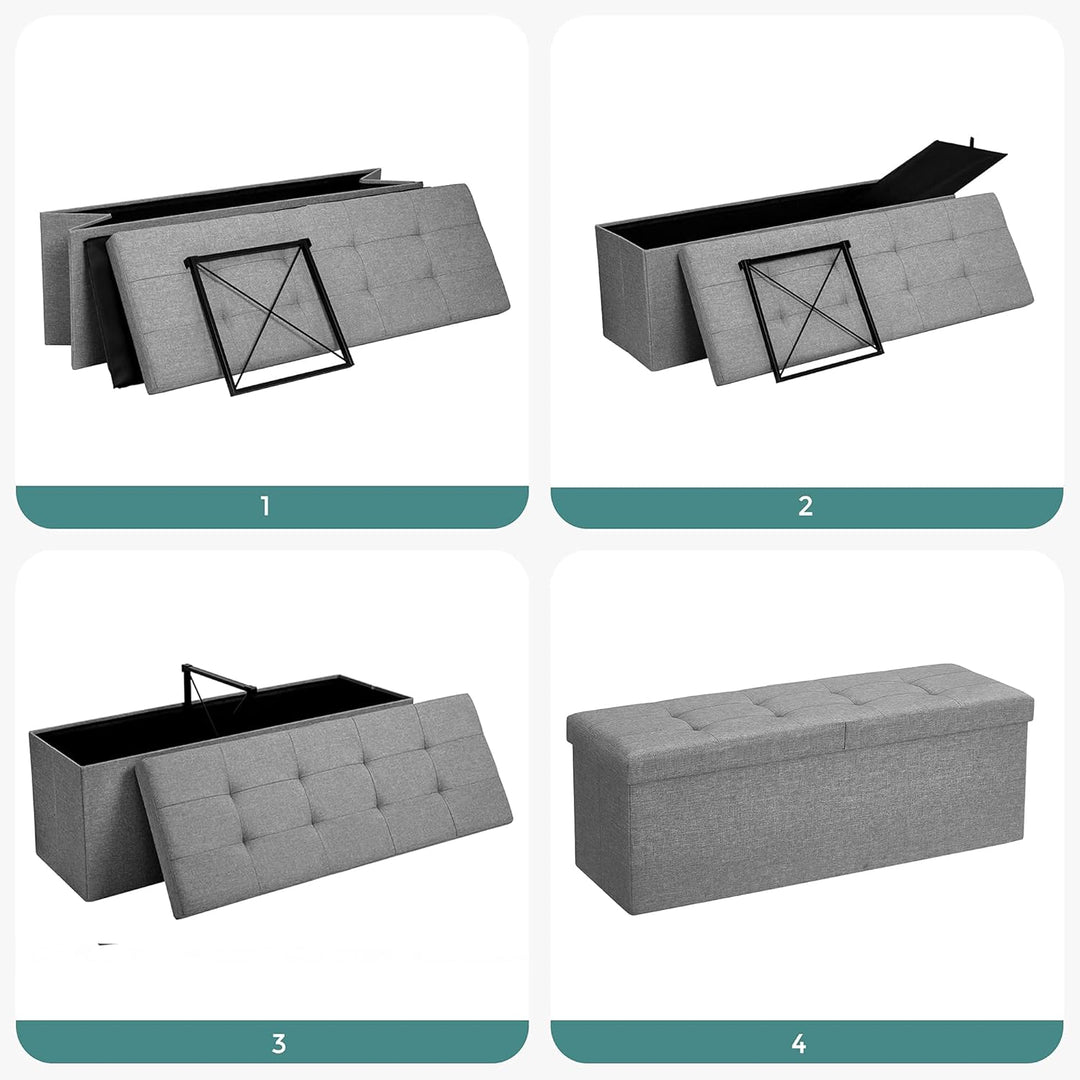 SONGMICS Sitzbank mit Stauraum, Sitztruhe mit Klappdeckel, Aufbewahrungsbox, faltbar, max. statische