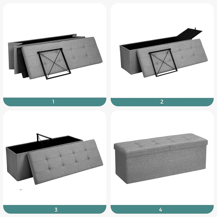 SONGMICS Sitzbank mit Stauraum, Sitztruhe mit Klappdeckel, Aufbewahrungsbox, faltbar, max. statische
