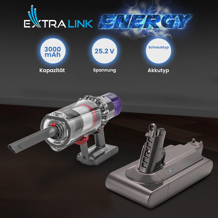 Extralink Akku für Dyson V11 Animal – 25,2V 3000mAh Ersatzakku, Lange Laufzeit, Li-Ion Batterie, kom