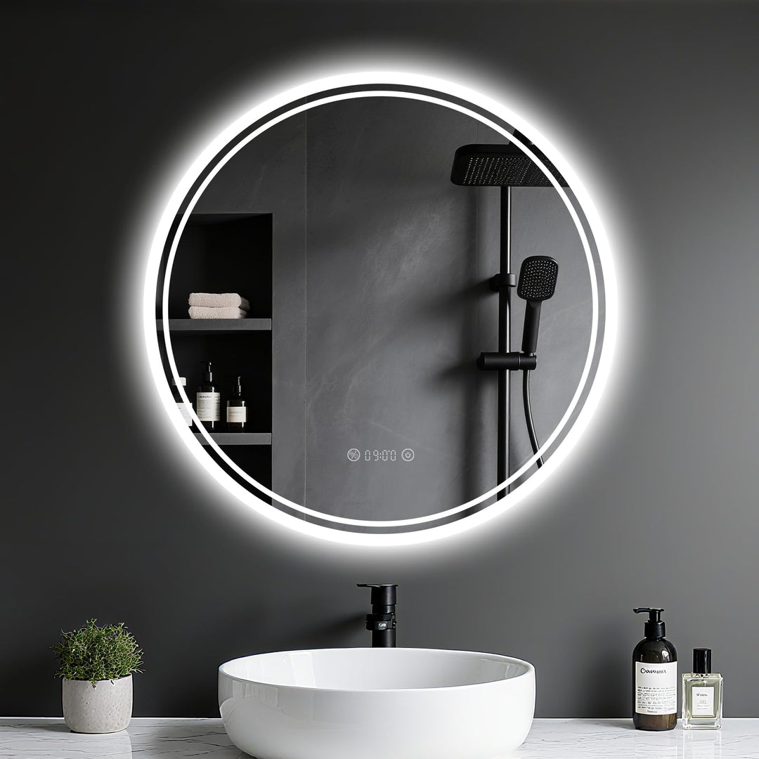 Badspiegel mit Beleuchtung - Badezimmer-Spiegel-LED mit Beschlagfrei, Touch-Schalter, Dimmbar, 3 Lic