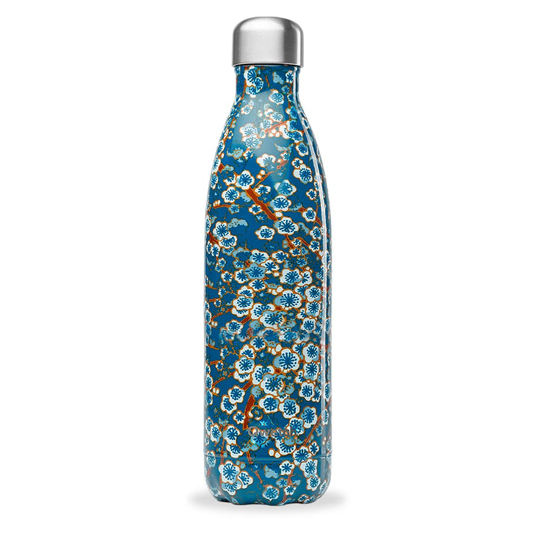 QWETCH - Isothermische Originals Flasche - Flowers Blau 750ml - Nomadische Edelstahlflasche - 24h Ka