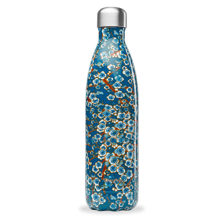 QWETCH - Isothermische Originals Flasche - Flowers Blau 750ml - Nomadische Edelstahlflasche - 24h Ka