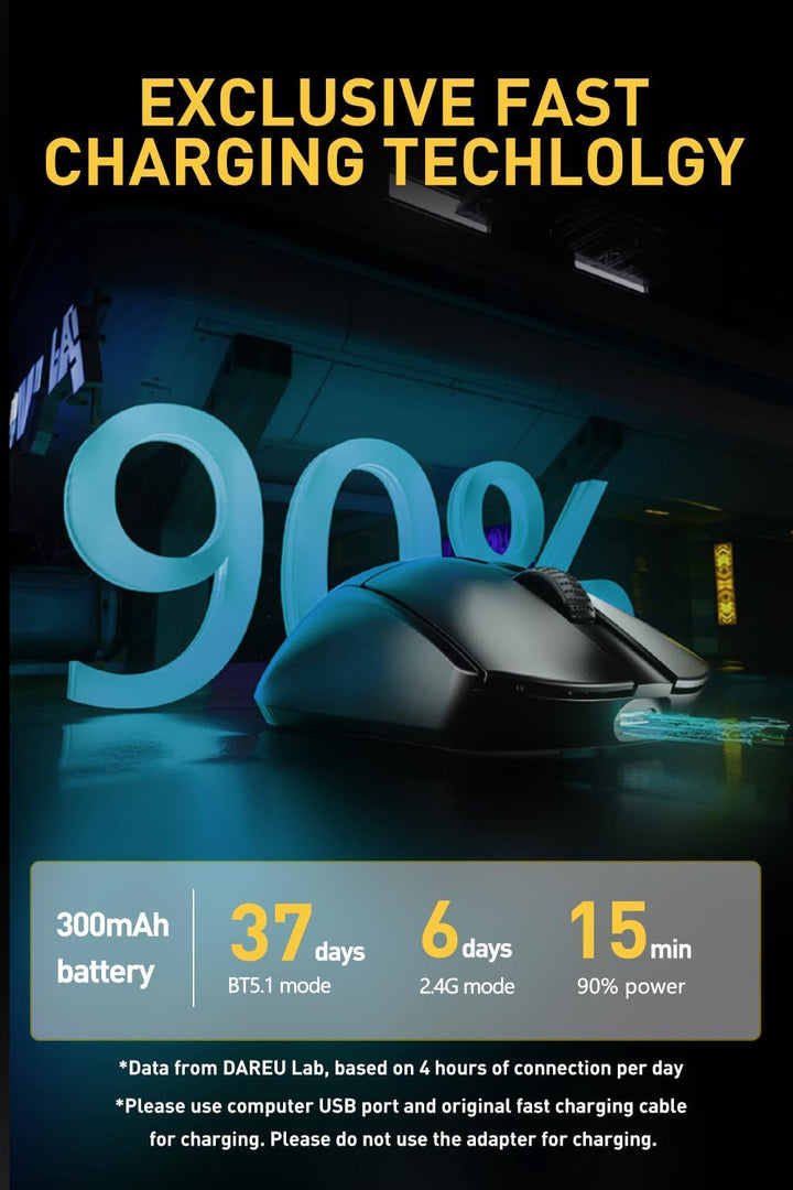 DAREU A950pro 4K Wireless Gaming Mouse: 55 g Ultraleicht, 4 kHz Abtastrate, Optischer Sensor PAW3395