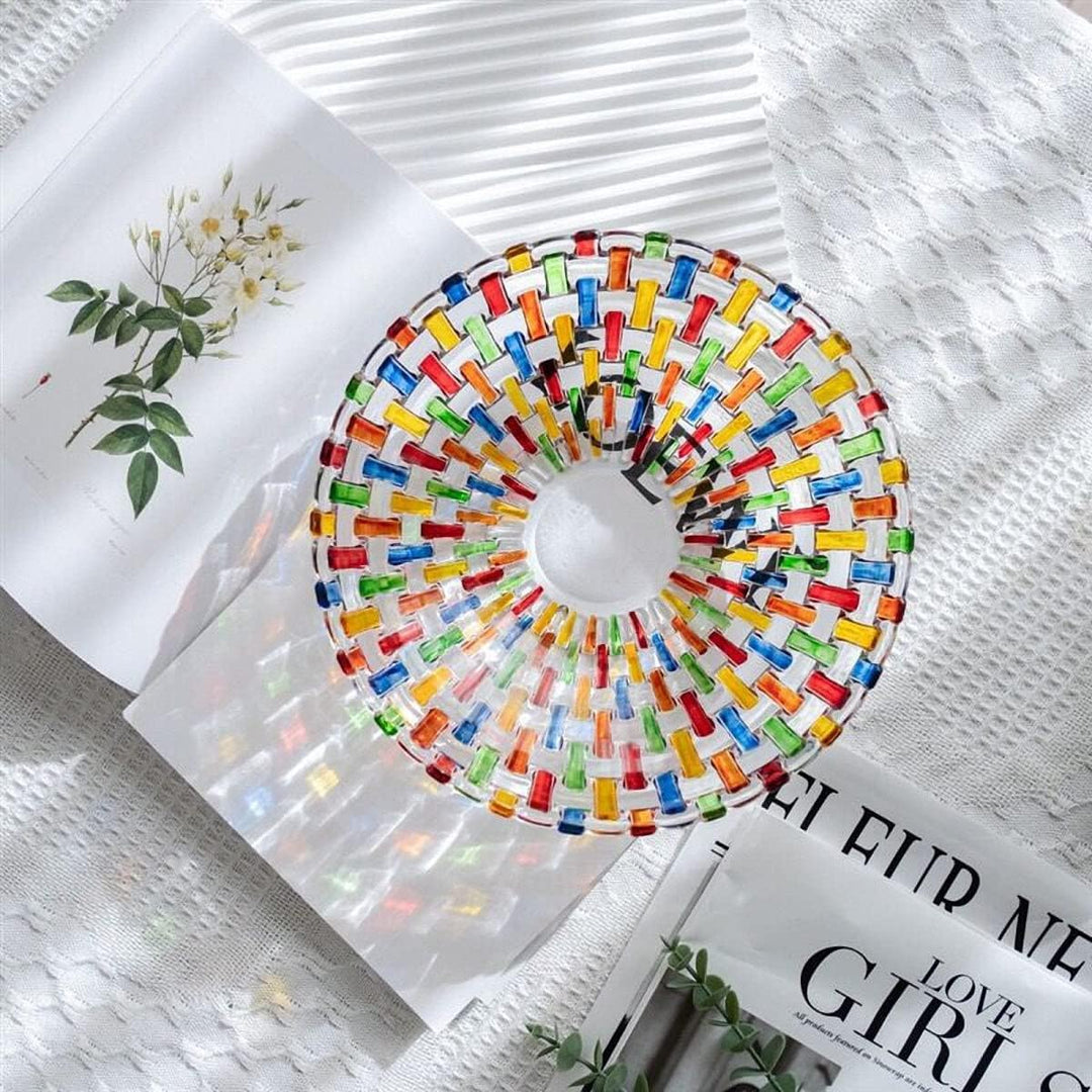 Handbemalte bunte gewebte Glas-Kristall-Salat- und Obstschale Dekoration, Mittelpunkt für Zuhause, B