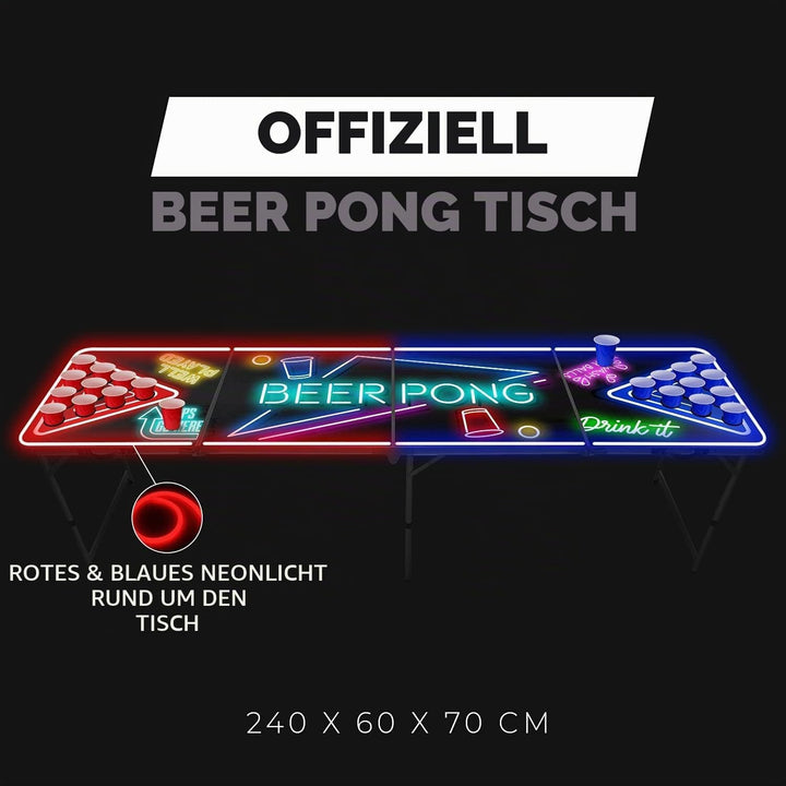 Beer Pong Offizieller Spotlightholes Tisch mit Löchern Set | Full Pack | Inkl. 1 Tisch + 120 53cl Be