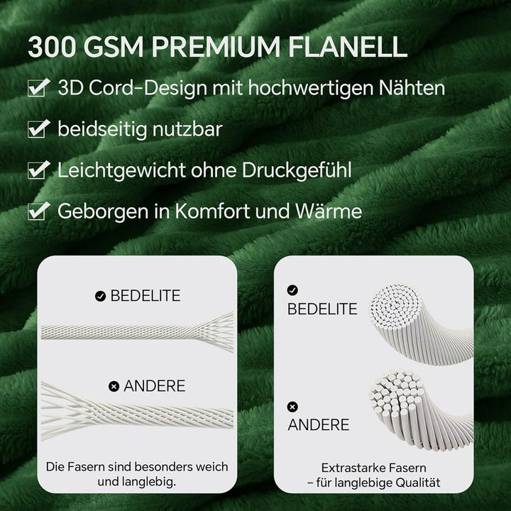 BEDELITE Kuscheldecke Flauschig Decke Extra Gross - weiche Flanell Decken Grün 230x270 für Bett, Dek
