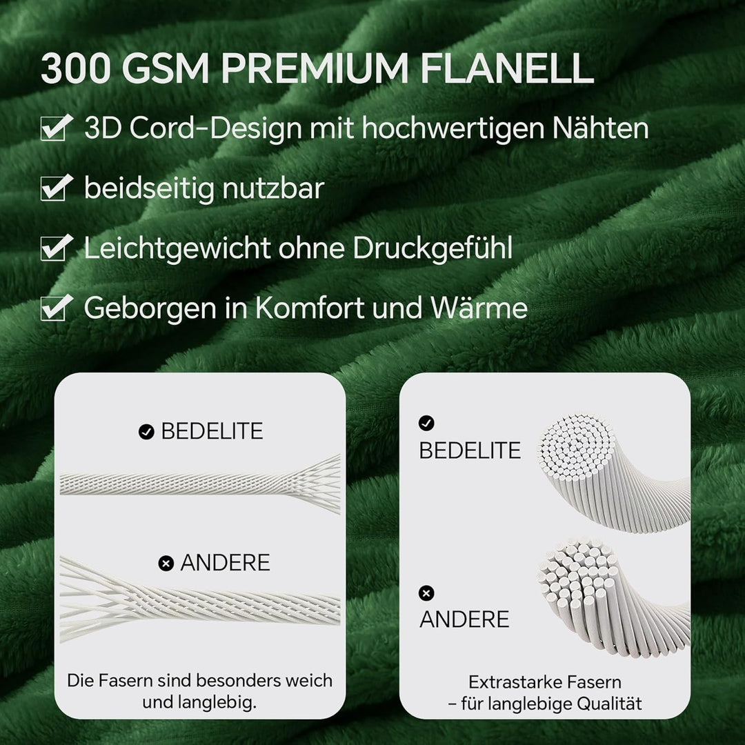 BEDELITE Kuscheldecke Flauschig Decke Klein - weiche Flanell Decken Grün 125x150 für Sofa, Deko Stre