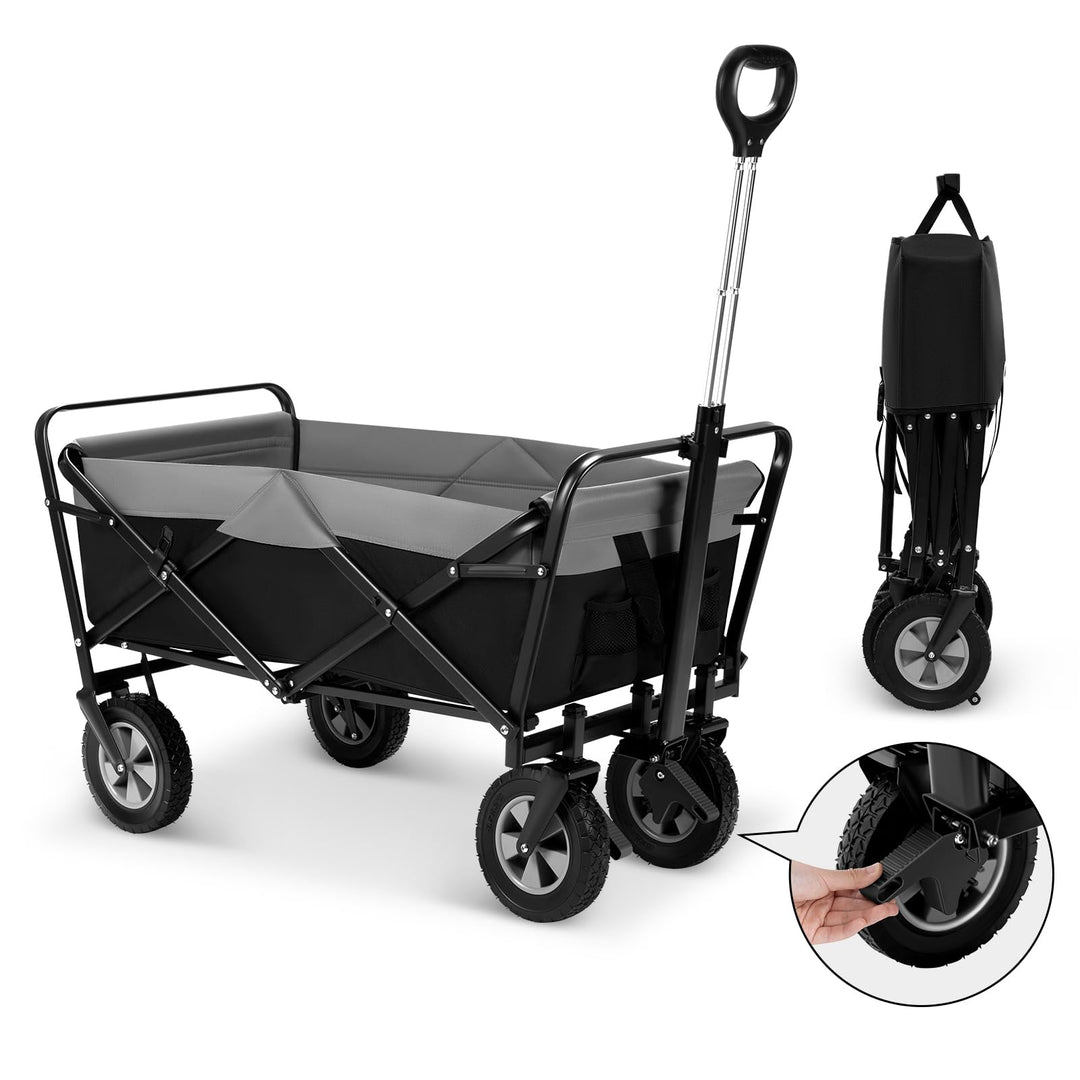 EUGAD Bollerwagen faltbar, 100 L Transportwagen mit verstellbarem Griff, tragbarer Strandwagen mit S
