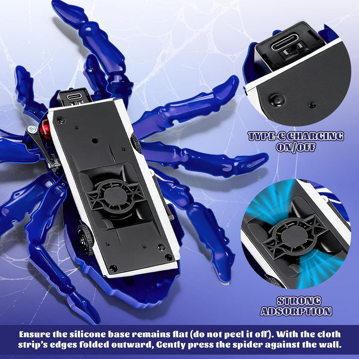 Wall Crawling Spider, Rechargeable Remote Control Robot Kids Toys, Wall Climbing Funny Prank Toys Bi
