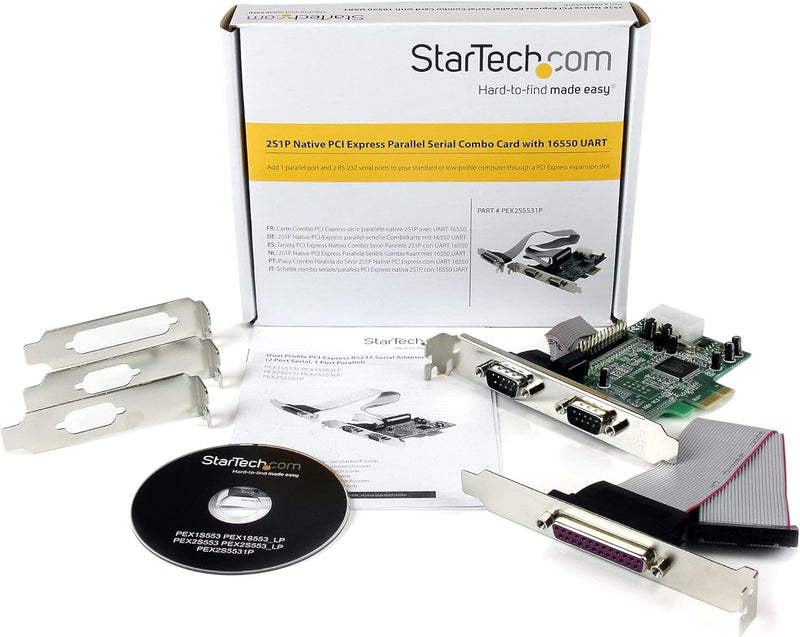 StarTech.com 2S1P Seriell/Parallel RS232 PCI Express Karte mit 16550 UART - DB9/RS-232 PCIe Karte