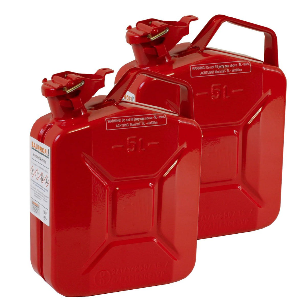 2er Set 5 Liter Benzinkanister Metall GGVS mit Sicherungsstift rot Blechkanister