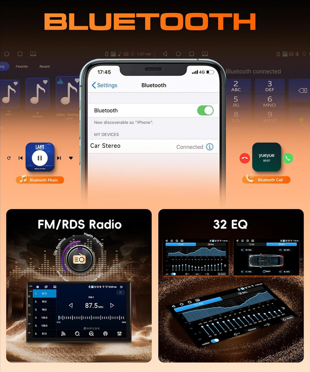 Rimoody 4G+64G Android Autoradio für Toyota Yaris/Vitz/Platz 2005-2011 mit Wireless Carplay Android