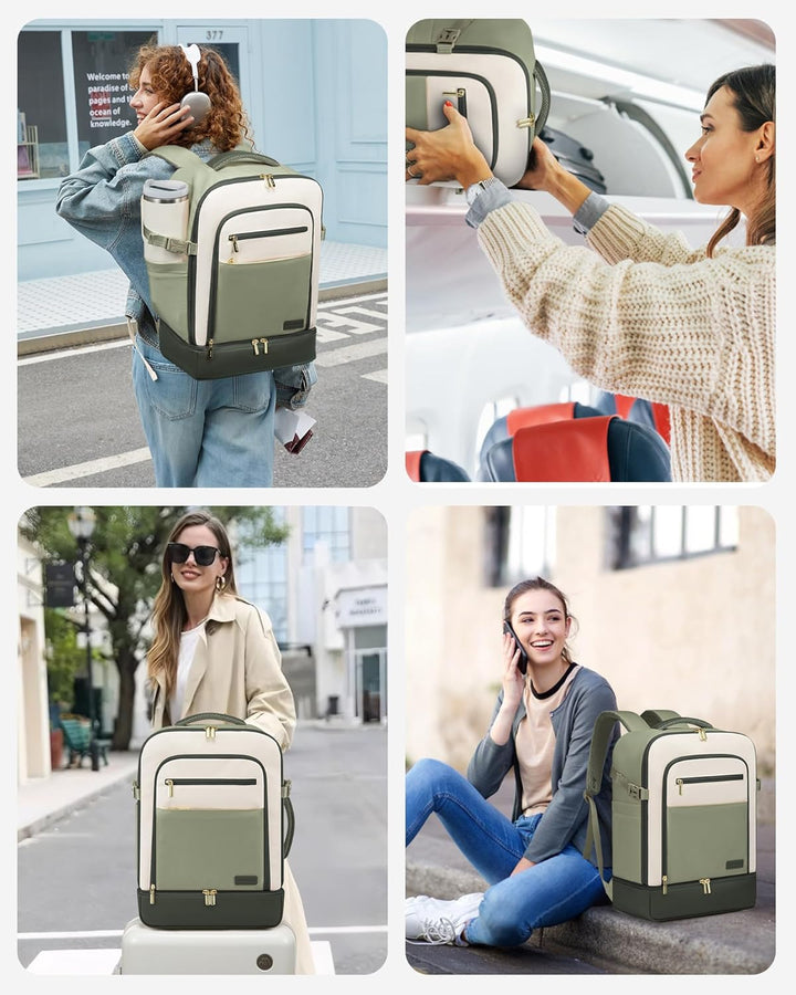 LOVEVOOK Handgepäck Reiserucksack mit separatem Schuhfach, 50L Rucksack Damen Gross mit Nass- und Tr